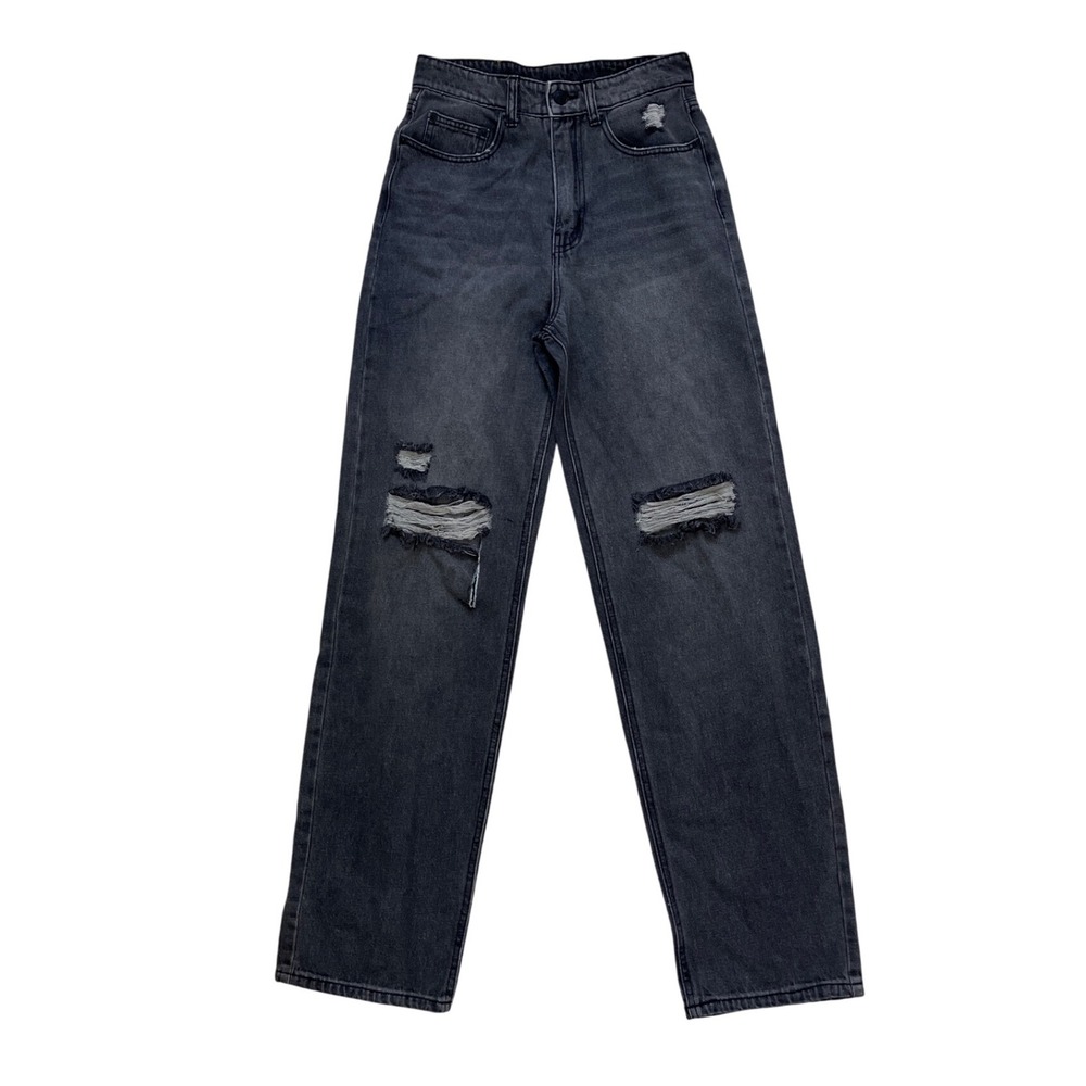 Young & Reckless Women's Black Distressed Straight Leg Denim Jeans‎ Size 26